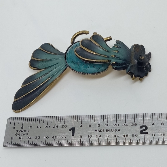 * vintage Made in Germany Blue jelly belly rooster chicken bird pin brooch - Picture 4 of 7